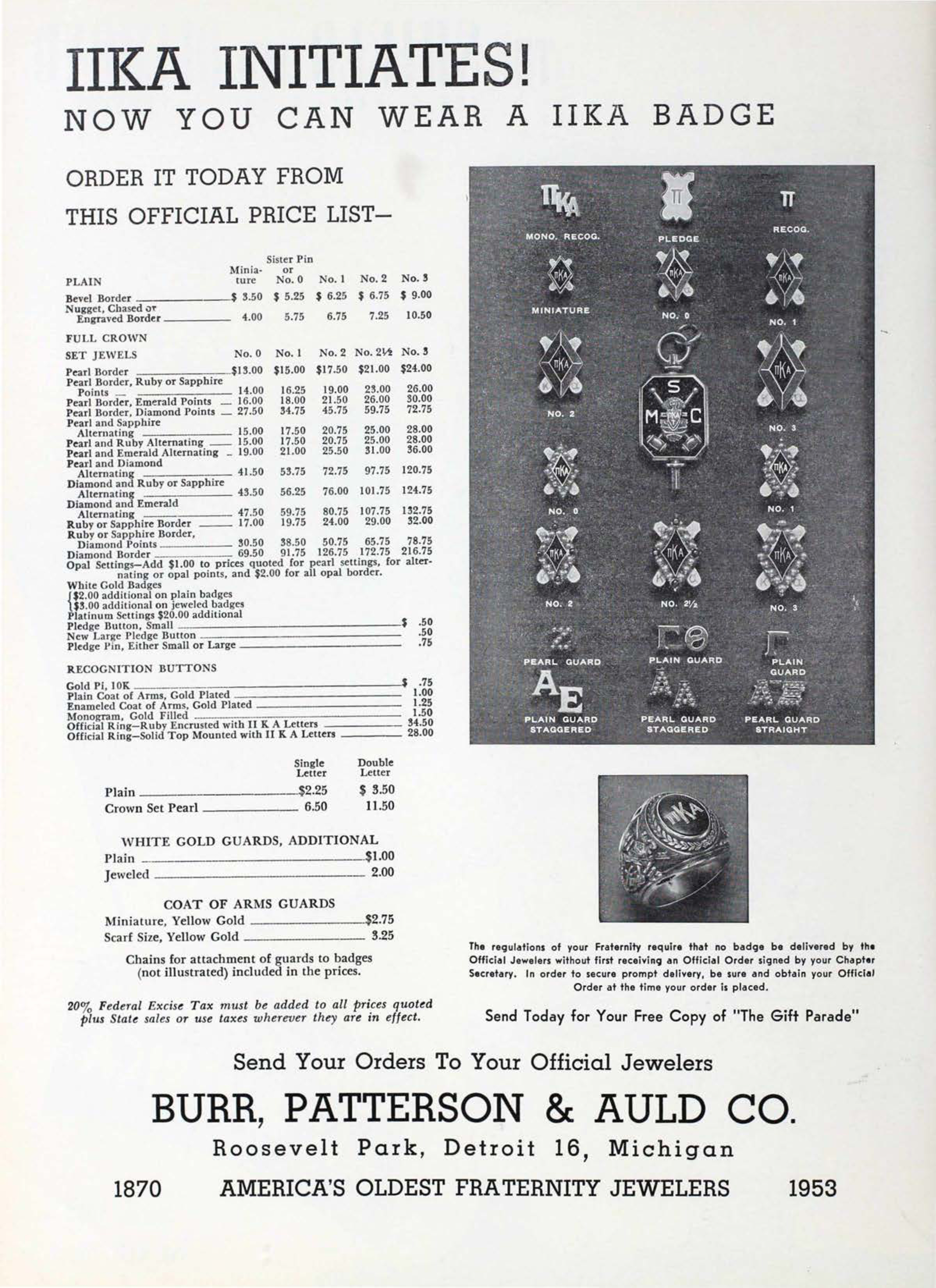 Burr, Patterson & Auld Co. Advertisement, March 1953